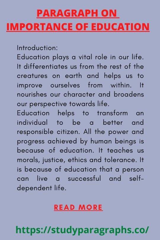 Paragraph On Importance Of Education For Students