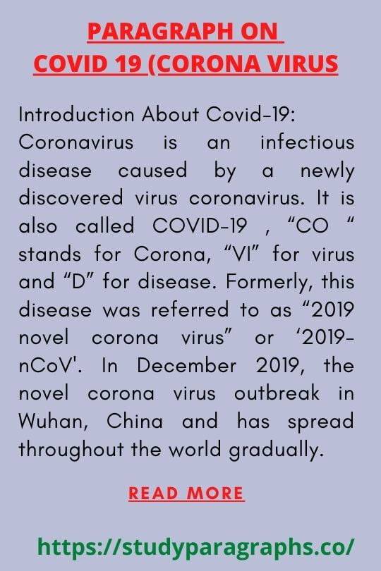 Short & Long Paragraph On Corona virus [ COVID-19 ] In English