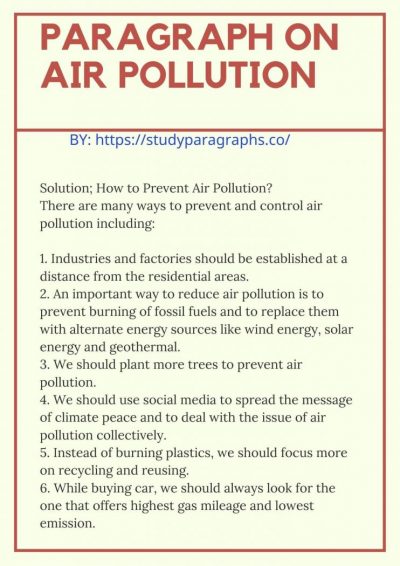 Air Pollution Paragraph In 100, 150 words for Class 6