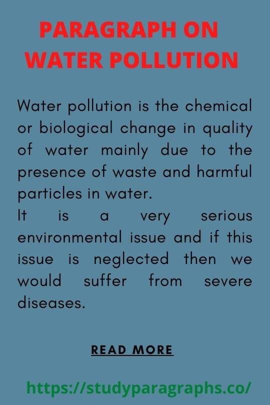 Paragraph On Water Pollution In 100 to 500 for class 3 -10