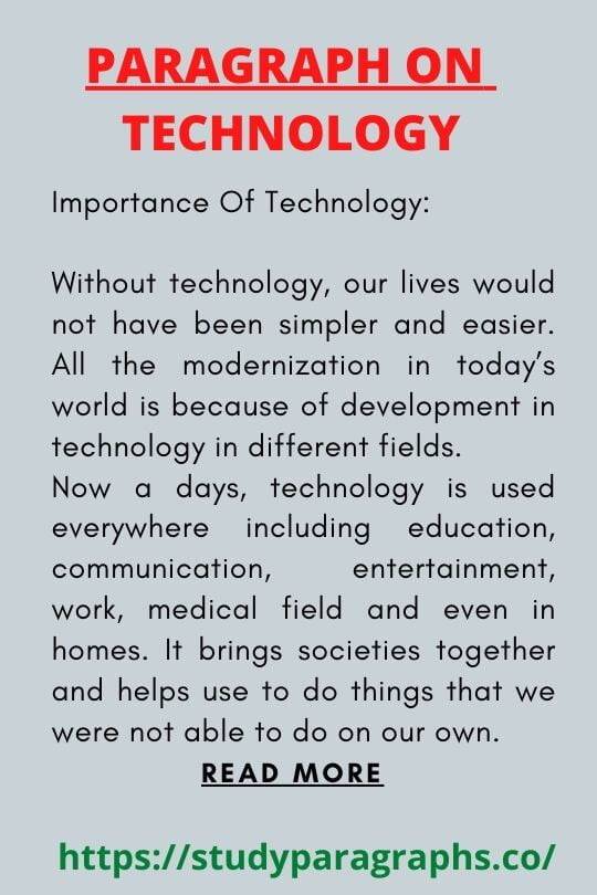 Short And Long Paragraph About Technology For Students