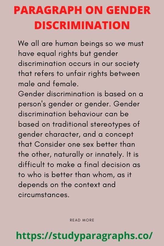 Gender Discrimination Paragraph In 300 Words For HSC Students