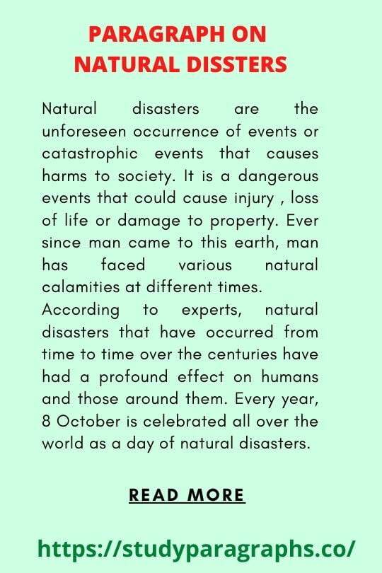 Natural Disasters Paragraph In English For Students