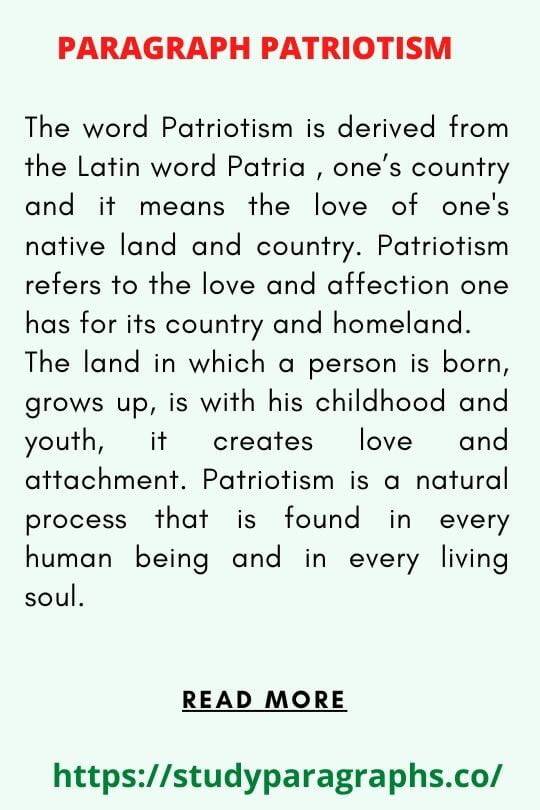 On Patriotism Paragraph Writing Example in English For Students