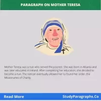 Mother Teresa Paragraph Writing Example In English For Students