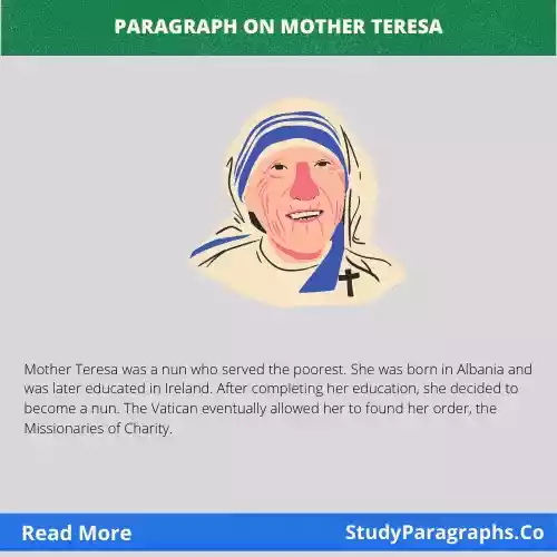 Descriptive Mother Teresa Paragraph In 100-120 Words For Kids