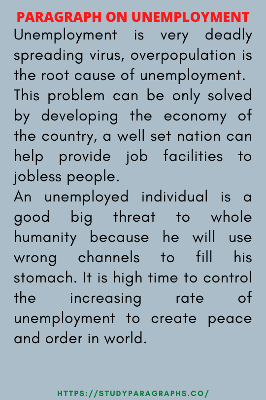 paragraph about unemployment