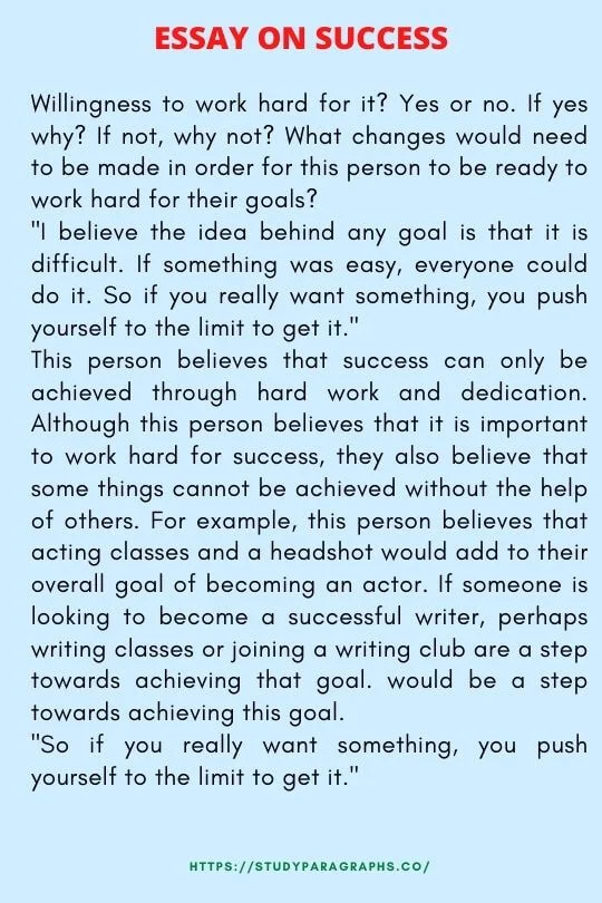 Short Essay On Success For Students And Children