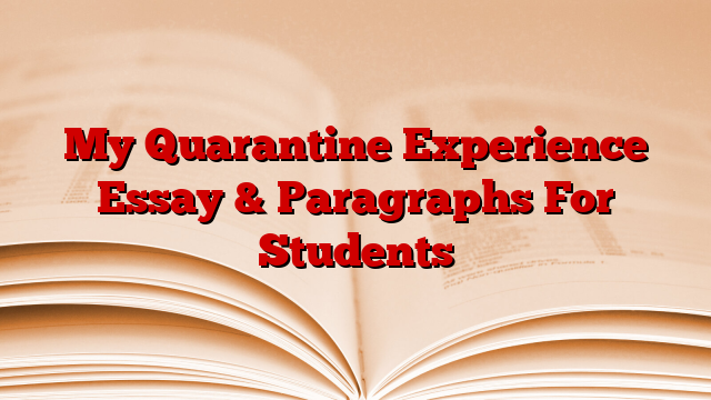 experience during the quarantine period essay