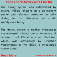 Dowry System Paragraph Example In English For Students