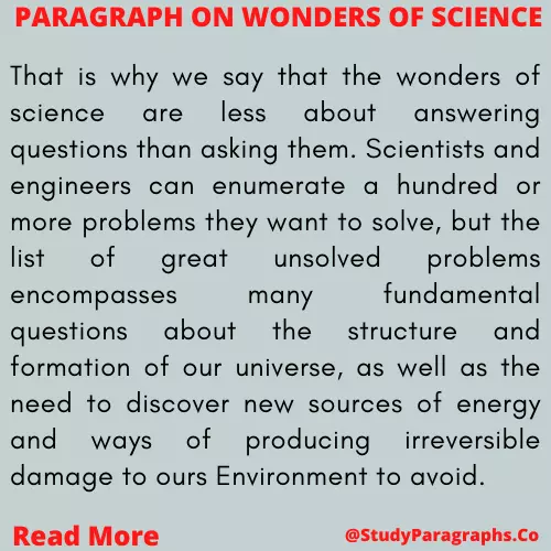 Paragraph about wonders of science