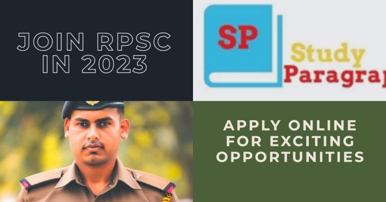 RPSC ApplicationRecruitment 2023, Apply Online