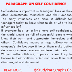 Self confidence Paragraph Writing Example