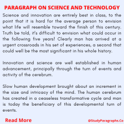 Paragraph about Science And innovation