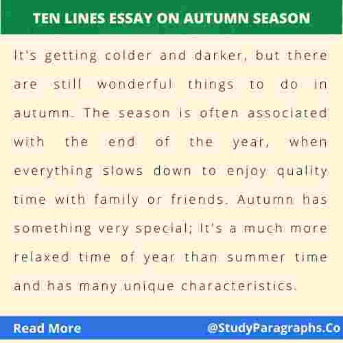 Ten sentenses on Autumn Season