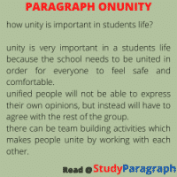 Importance Of Unity Paragraph Example For Students