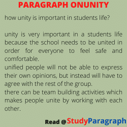 About unity Paragraph Writing