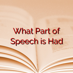 What Part of Speech is Had