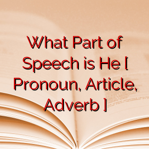 What Part of Speech is He [ Pronoun, Article, Adverb ]