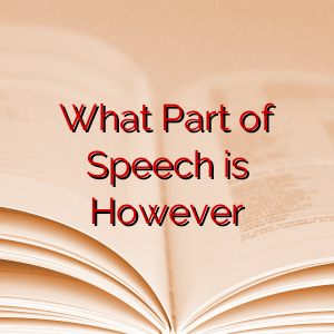 What Part of Speech is However