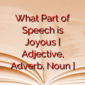 What Part of Speech is Joyous [ Adjective, Adverb, Noun ]