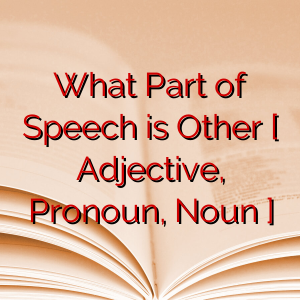 What Part of Speech is Other [ Adjective, Pronoun, Noun ]