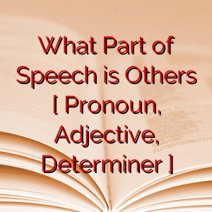 What Part of Speech is Others [ Pronoun, Adjective, Determiner ]