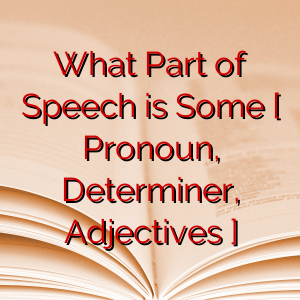 What Part of Speech is Some [ Pronoun, Determiner, Adjectives ]