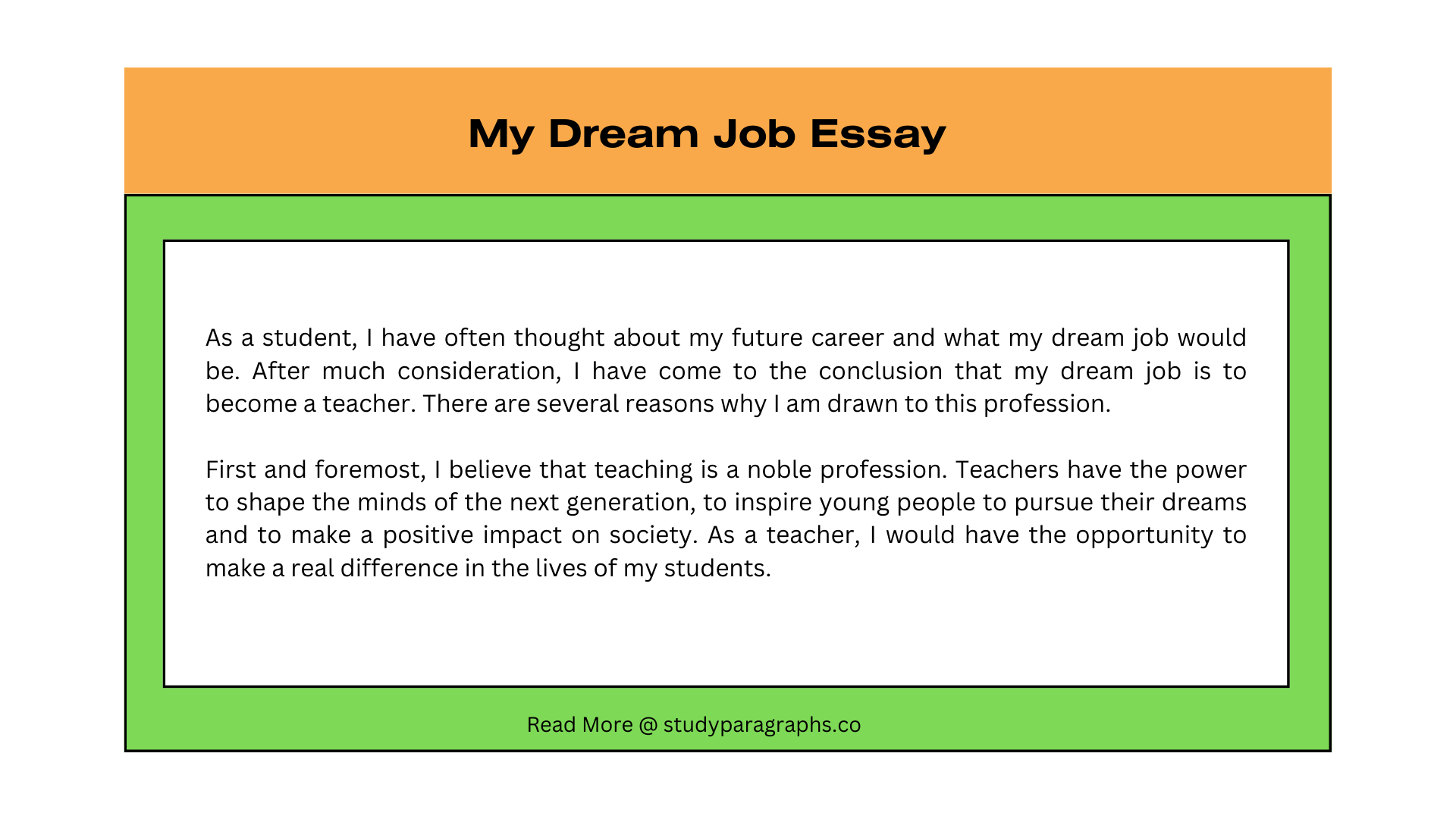 my dream job essay paragraphs